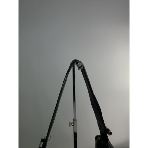 Michael Kors Black Leather Silver Hardware Shoulder Bag Purse Fulton - Picture 5 of 10